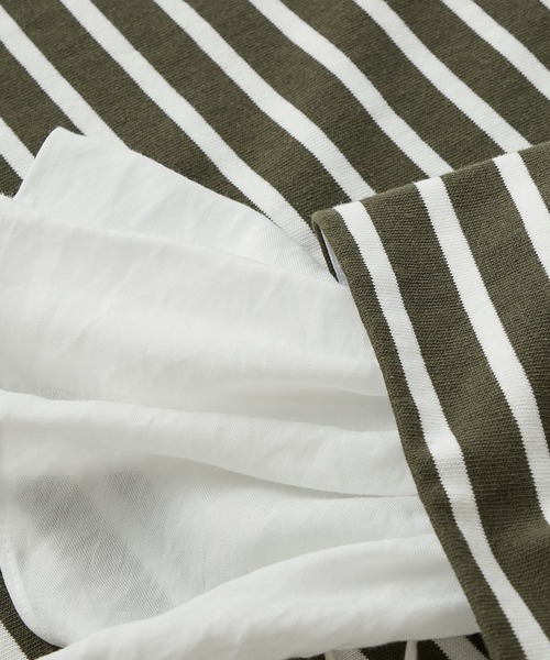 un dix cors（アンディコール）の「アレンジ自在で着回ししやすい　2way袖フリルボーダーカットソー（Tシャツ/カットソー・レディース・ネイビー/カーキ/ブラウン系その他・FREE）」の21枚目の写真