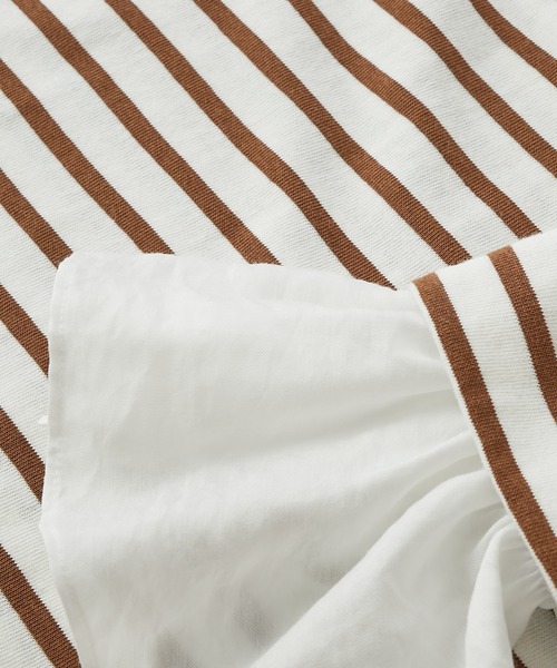 un dix cors（アンディコール）の「アレンジ自在で着回ししやすい　2way袖フリルボーダーカットソー（Tシャツ/カットソー・レディース・ネイビー/カーキ/ブラウン系その他・FREE）」の12枚目の写真