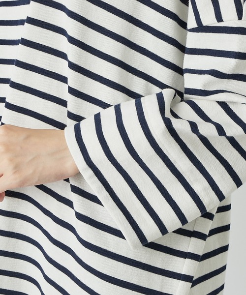 un dix cors（アンディコール）の「アレンジ自在で着回ししやすい　2way袖フリルボーダーカットソー（Tシャツ/カットソー・レディース・ネイビー/カーキ/ブラウン系その他・FREE）」の15枚目の写真