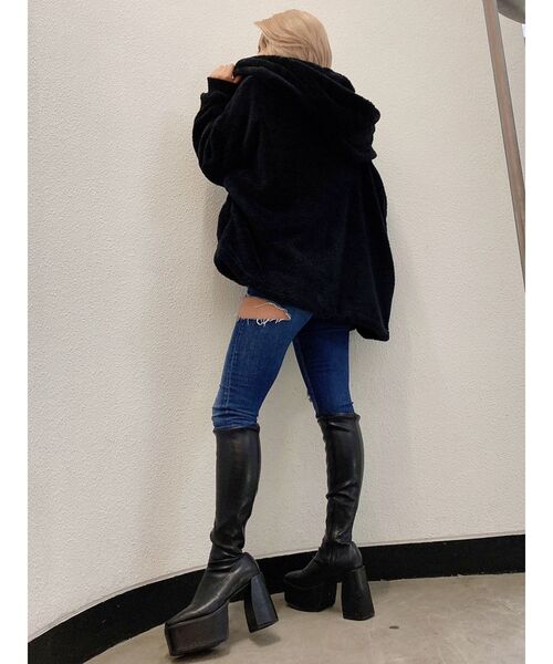 GYDA（ジェイダ）の「LOOSE BOA コート（その他アウター・レディース・オフホワイト/ブラック・FREE）」の18枚目の写真