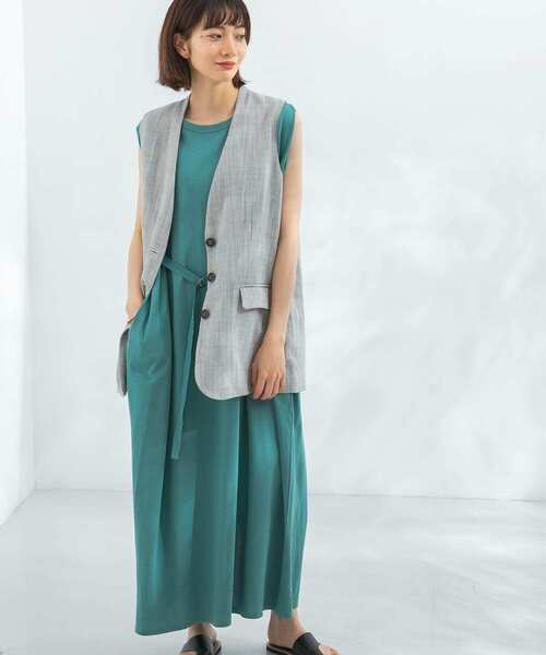 KBF（ケイビーエフ）の「ベルト付きショルダータックワンピース（ワンピース・レディース・ブラック/オフホワイト/グリーン・ONE）」の3枚目の写真