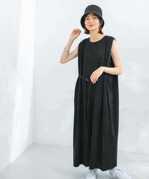 KBF（ケイビーエフ）の「ベルト付きショルダータックワンピース（ワンピース・レディース・ブラック/オフホワイト/グリーン・ONE）」の12枚目の写真