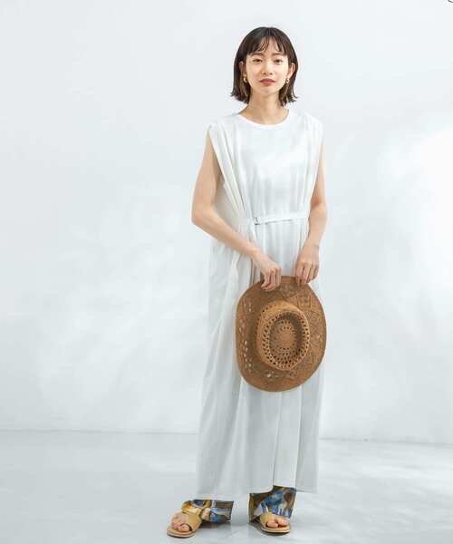 KBF（ケイビーエフ）の「ベルト付きショルダータックワンピース（ワンピース・レディース・ブラック/オフホワイト/グリーン・ONE）」の5枚目の写真