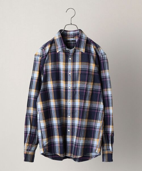 SHIPS（シップス）の「SHIPS: 播州織 フェザー チェック レギュラーカラー ネルシャツ（シャツ/ブラウス・メンズ・ベージュ/ネイビー/ブラウン/オリーブ・SMALL/MEDIUM/LARGE/X-LARGE）」の4枚目の写真