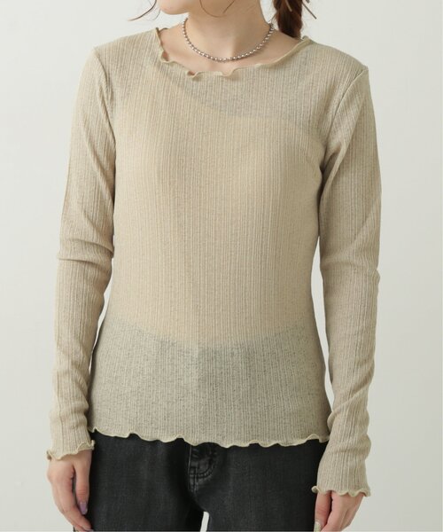 RAY CASSIN（レイカズン）の「透かしニットソーメロープルオーバー（Tシャツ/カットソー・レディース・カーキ/ブラウン/キナリ・FREE）」の7枚目の写真