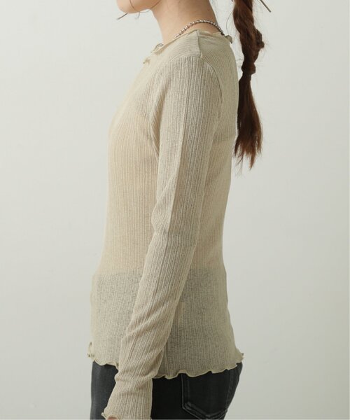 RAY CASSIN（レイカズン）の「透かしニットソーメロープルオーバー（Tシャツ/カットソー・レディース・カーキ/ブラウン/キナリ・FREE）」の8枚目の写真