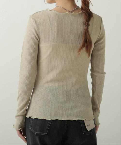 RAY CASSIN（レイカズン）の「透かしニットソーメロープルオーバー（Tシャツ/カットソー・レディース・カーキ/ブラウン/キナリ・FREE）」の9枚目の写真