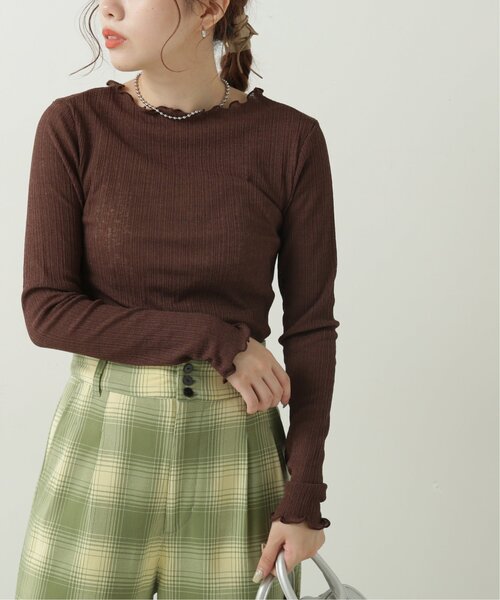 RAY CASSIN（レイカズン）の「透かしニットソーメロープルオーバー（Tシャツ/カットソー・レディース・カーキ/ブラウン/キナリ・FREE）」の15枚目の写真