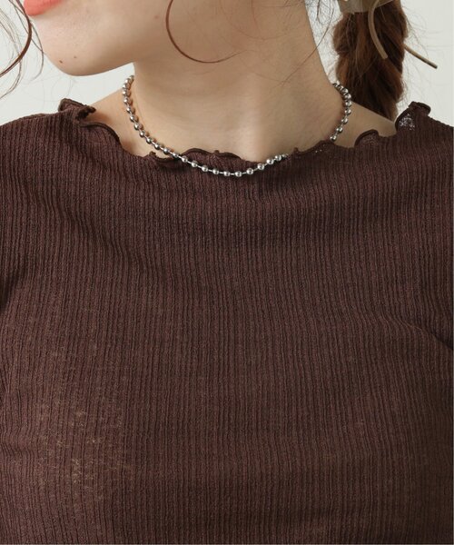 RAY CASSIN（レイカズン）の「透かしニットソーメロープルオーバー（Tシャツ/カットソー・レディース・カーキ/ブラウン/キナリ・FREE）」の18枚目の写真