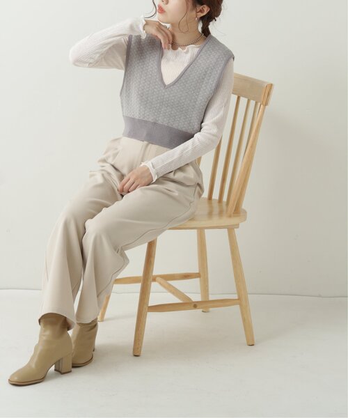 RAY CASSIN（レイカズン）の「透かしニットソーメロープルオーバー（Tシャツ/カットソー・レディース・カーキ/ブラウン/キナリ・FREE）」の21枚目の写真