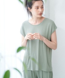【セットアップ対応】ソフトリッチ天竺フレンチスリーブトップス