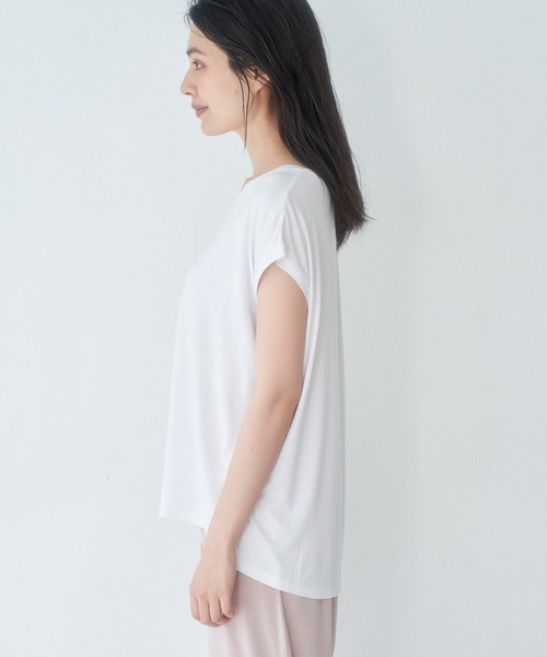 ROPE' PICNIC(ロペピクニック)の「【セットアップ対応】ソフトリッチ天竺フレンチスリーブトップス(Tシャツ/カットソー・レディース・ブラック/ホワイト/オリーブ/ピンク系その他2・38)」の9枚目の写真