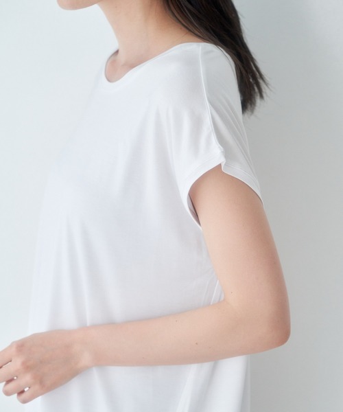 ROPE' PICNIC(ロペピクニック)の「【セットアップ対応】ソフトリッチ天竺フレンチスリーブトップス(Tシャツ/カットソー・レディース・ブラック/ホワイト/オリーブ/ピンク系その他2・38)」の5枚目の写真