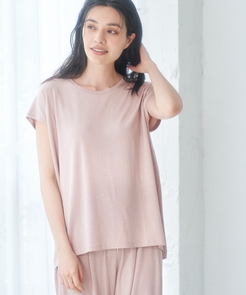 ROPE' PICNIC(ロペピクニック)の「【セットアップ対応】ソフトリッチ天竺フレンチスリーブトップス(Tシャツ/カットソー・レディース・ブラック/ホワイト/オリーブ/ピンク系その他2・38)」の21枚目の写真