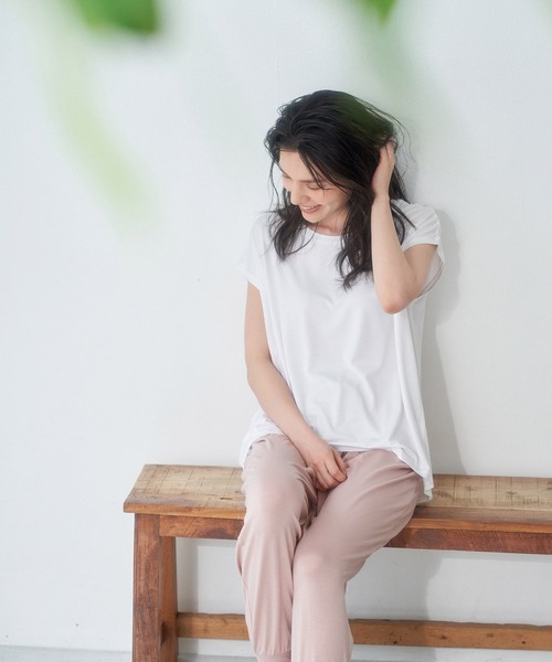 ROPE' PICNIC(ロペピクニック)の「【セットアップ対応】ソフトリッチ天竺フレンチスリーブトップス(Tシャツ/カットソー・レディース・ブラック/ホワイト/オリーブ/ピンク系その他2・38)」の8枚目の写真