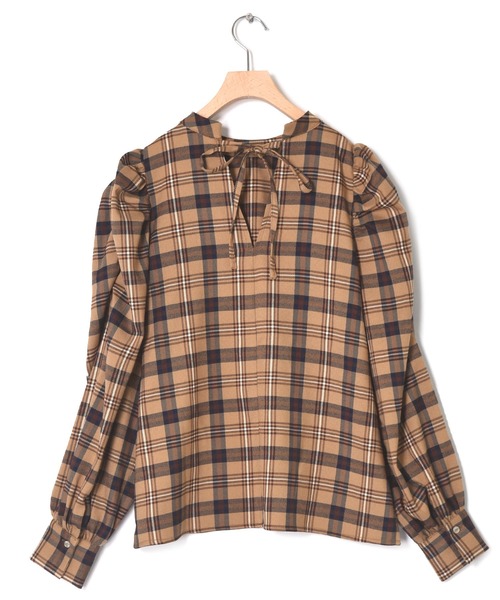Alley by w closet（アリーバイダブルクローゼット）の「【SETUP対応】【Alley】チェックボリューム袖ブラウス（シャツ/ブラウス・レディース・ベージュ/ネイビー・FREE）」の22枚目の写真