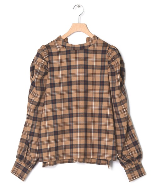 Alley by w closet（アリーバイダブルクローゼット）の「【SETUP対応】【Alley】チェックボリューム袖ブラウス（シャツ/ブラウス・レディース・ベージュ/ネイビー・FREE）」の20枚目の写真