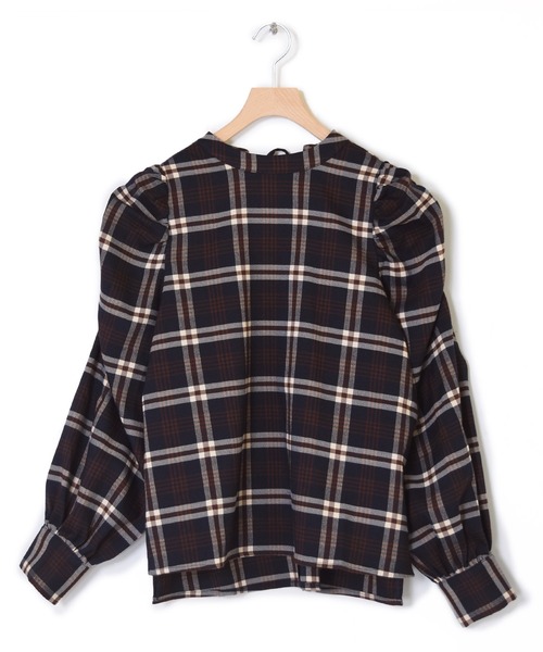 Alley by w closet（アリーバイダブルクローゼット）の「【SETUP対応】【Alley】チェックボリューム袖ブラウス（シャツ/ブラウス・レディース・ベージュ/ネイビー・FREE）」の21枚目の写真