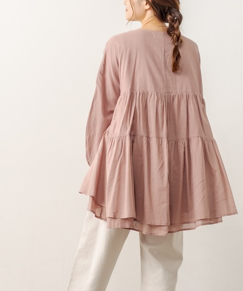 PUAL CE CIN（ピュアルセシン）の「強撚コットン2重プルオーバーブラウス（シャツ/ブラウス・レディース・チャコールグレー/ブラック/ピンク/イエロー/グレイッシュベージュ・FREE）」の17枚目の写真