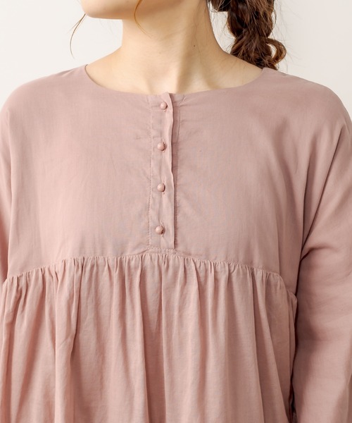 PUAL CE CIN（ピュアルセシン）の「強撚コットン2重プルオーバーブラウス（シャツ/ブラウス・レディース・チャコールグレー/ブラック/ピンク/イエロー/グレイッシュベージュ・FREE）」の15枚目の写真