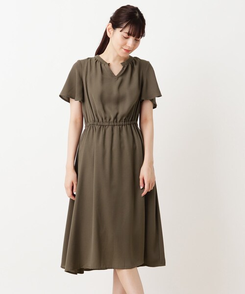 DRESKIP（ドレスキップ）の「◆ジョーゼットスキッパーワンピース（ワンピース・レディース・ダークブラウン/黄緑系/ブラック・02/03/04）」の3枚目の写真