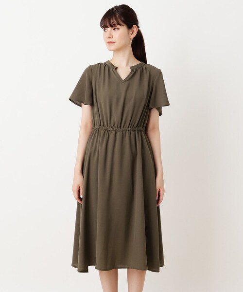 DRESKIP（ドレスキップ）の「◆ジョーゼットスキッパーワンピース（ワンピース・レディース・ダークブラウン/黄緑系/ブラック・02/03/04）」の4枚目の写真