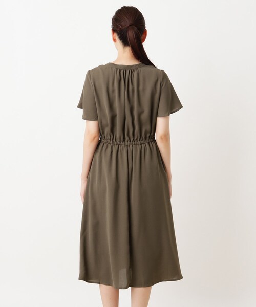 DRESKIP（ドレスキップ）の「◆ジョーゼットスキッパーワンピース（ワンピース・レディース・ダークブラウン/黄緑系/ブラック・02/03/04）」の8枚目の写真