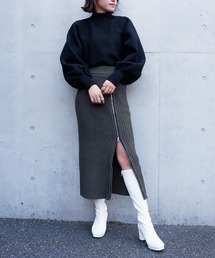 SPIRALGIRL | ZIP付きリブニットロングスカート(スカート)