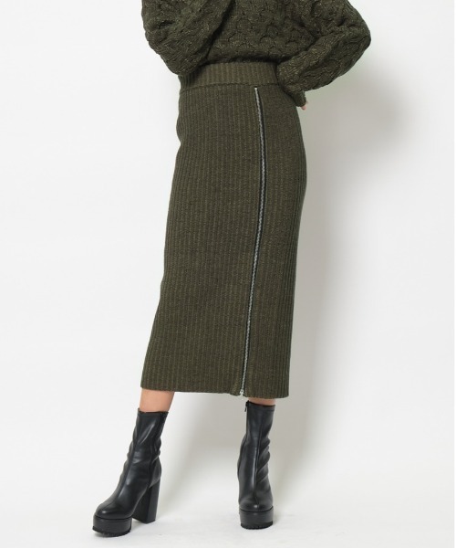 SPIRALGIRL（スパイラルガール）の「ZIP付きリブニットロングスカート（スカート・レディース・ブラック/グリーン・FREE）」の14枚目の写真