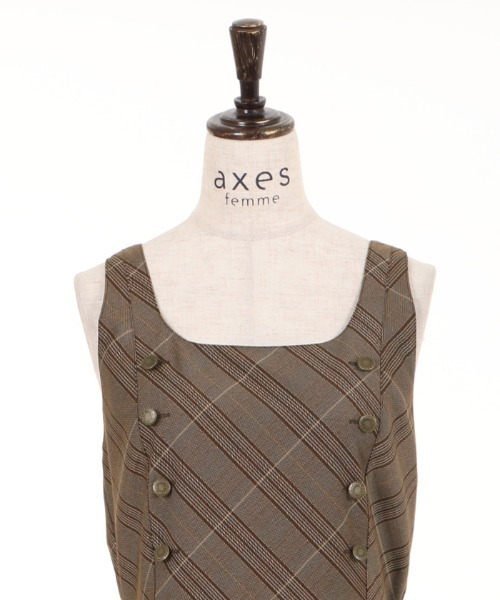 axes femme（アクシーズファム）の「Ｗ釦フィッシュテールＪＳＫ（ジャンパースカート・レディース・チャコール/マスタード/ブラウン・MEDIUM）」の7枚目の写真