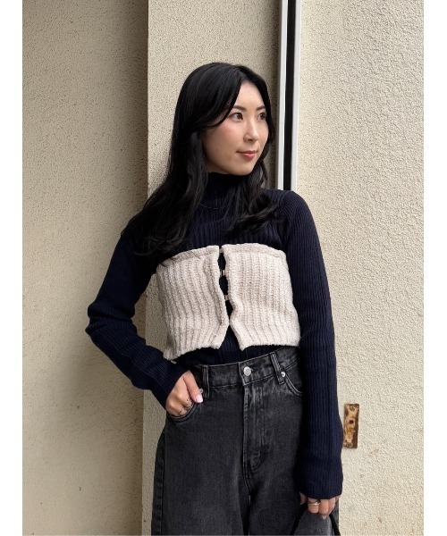 titivate（ティティベイト）の「ランダムリブハイネックニット（ニット/セーター・レディース・ピンク/ライトベージュ/オレンジ系その他/グリーン/パープル/オレンジ/ブルー/グレイッシュベージュ/ライトピンク/ライトグレー/ブラック/ネイビー/チャコール/レッド/ライトグリーン・S/M/L）」の17枚目の写真