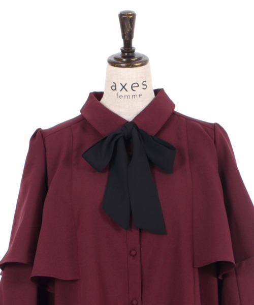 axes femme（アクシーズファム）の「ケープデザインワンピース（ワンピース・レディース・ラベンダー/ワイン/ブラック・MEDIUM）」の8枚目の写真