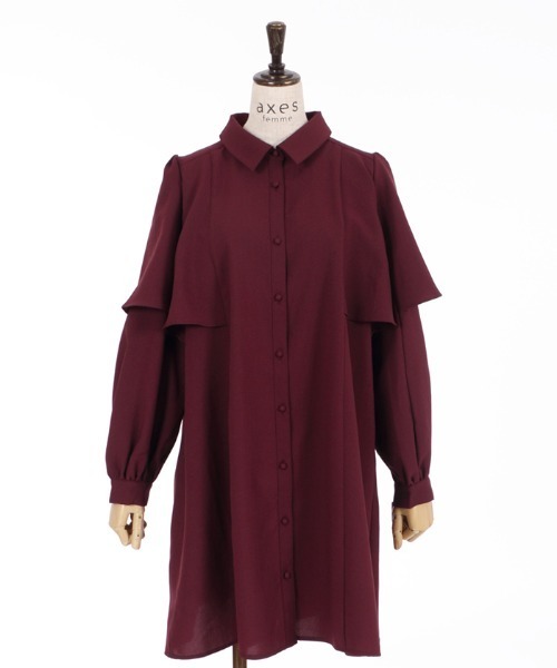 axes femme（アクシーズファム）の「ケープデザインワンピース（ワンピース・レディース・ラベンダー/ワイン/ブラック・MEDIUM）」の9枚目の写真