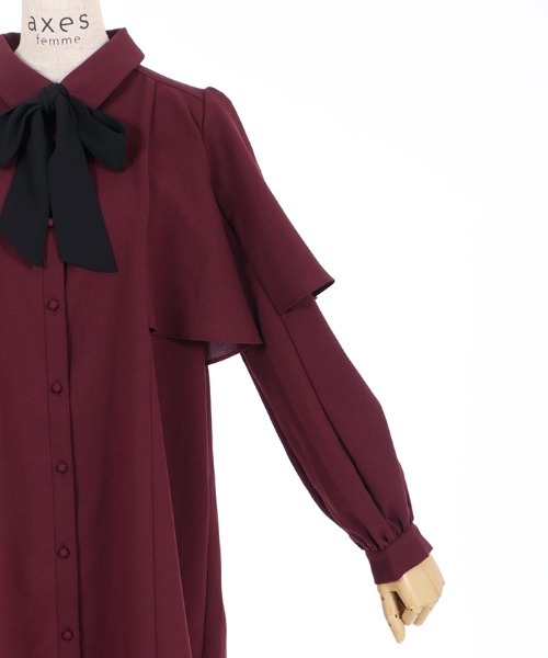 axes femme（アクシーズファム）の「ケープデザインワンピース（ワンピース・レディース・ラベンダー/ワイン/ブラック・MEDIUM）」の14枚目の写真