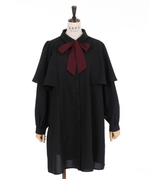 axes femme（アクシーズファム）の「ケープデザインワンピース（ワンピース・レディース・ラベンダー/ワイン/ブラック・MEDIUM）」の15枚目の写真