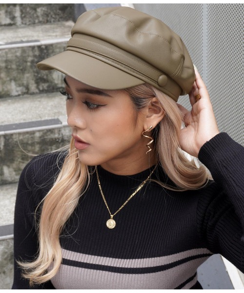 ANAP(アナップ)の「フェイクレザーキャスケット(キャスケット・レディース・ブラック/グレイッシュベージュ・FREE)」の18枚目の写真