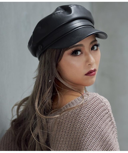 ANAP(アナップ)の「フェイクレザーキャスケット(キャスケット・レディース・ブラック/グレイッシュベージュ・FREE)」の12枚目の写真