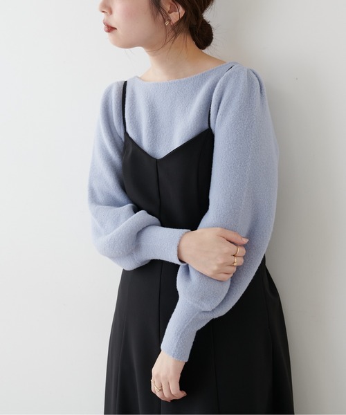 natural couture(ナチュラルクチュール)の「マシュマロフェザー前後2WAY柔らかニット(ニット/セーター・レディース・アイボリー/サックスブルー/パープル/グレイッシュベージュ/ピンク/ミント・FREE)」の5枚目の写真