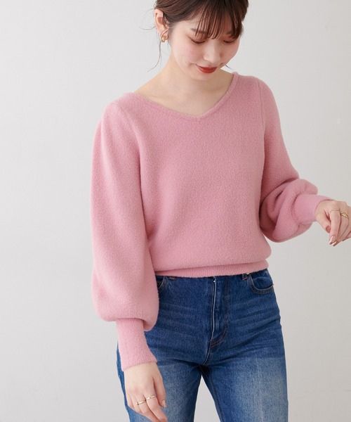 natural couture(ナチュラルクチュール)の「マシュマロフェザー前後2WAY柔らかニット(ニット/セーター・レディース・アイボリー/サックスブルー/パープル/グレイッシュベージュ/ピンク/ミント・FREE)」の2枚目の写真