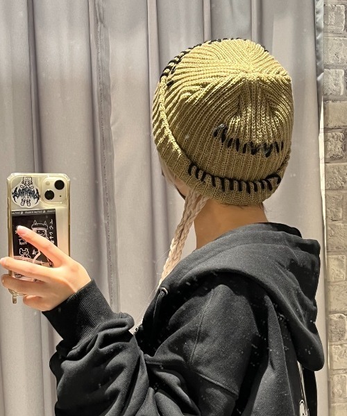 XU（エックスユー）の「ストリートファッション XU エックスユー stitch beanie ステッチ ビーニー ニット帽 ショートビーニー（ニットキャップ/ビーニー・メンズ・ブラック/ベージュ・ONE SIZE）」の15枚目の写真