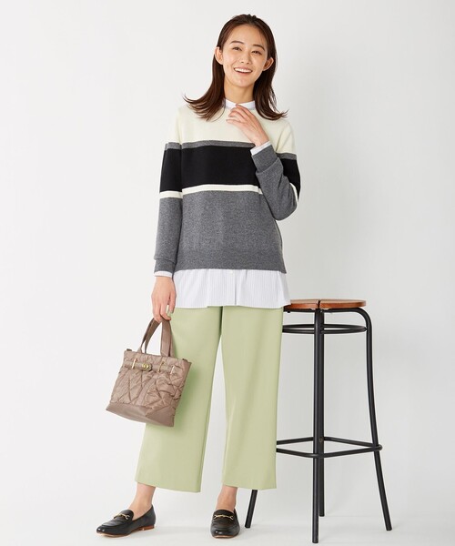 J.PRESS Ladies(J.プレス レディス)の「【洗える】SOMELOS JOYCE バンドカラー ブラウス(シャツ/ブラウス・レディース・ライトグリーン系1/ネイビー系1/ふじ色系1・XS)」の8枚目の写真