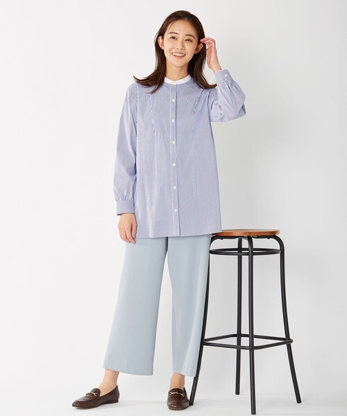 J.PRESS Ladies(J.プレス レディス)の「【洗える】SOMELOS JOYCE バンドカラー ブラウス(シャツ/ブラウス・レディース・ライトグリーン系1/ネイビー系1/ふじ色系1・XS)」の10枚目の写真