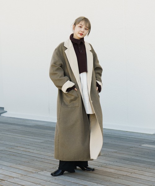 Kastane（カスタネ）の「リバーシブルチェスターロングコート（チェスターコート・レディース・アイボリー・1/2）」の16枚目の写真