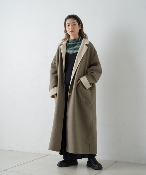 Kastane（カスタネ）の「リバーシブルチェスターロングコート（チェスターコート・レディース・アイボリー・1/2）」の17枚目の写真