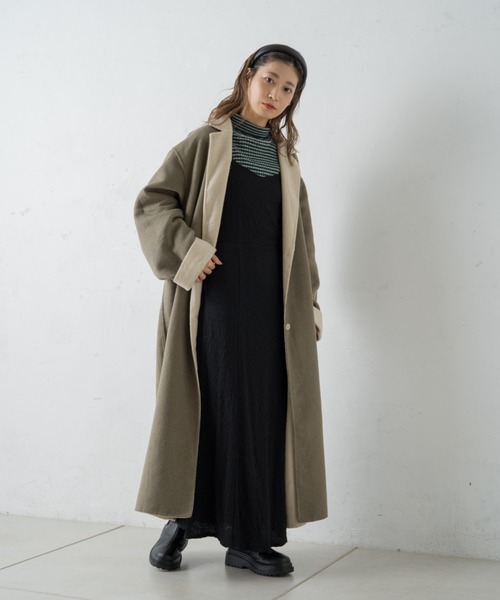 Kastane（カスタネ）の「リバーシブルチェスターロングコート（チェスターコート・レディース・アイボリー・1/2）」の10枚目の写真