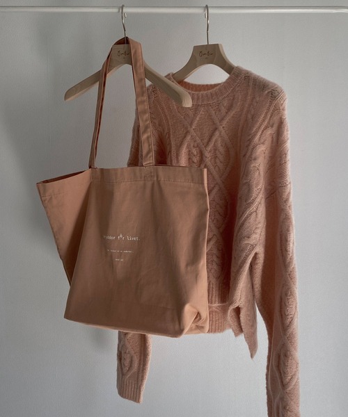 omom sot(オムオムソット)の「キャンバストートバッグ ロゴ入り omom sot(トートバッグ・レディース・アイボリー/ピンクベージュ・F)」の15枚目の写真