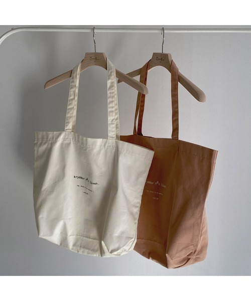 omom sot(オムオムソット)の「キャンバストートバッグ ロゴ入り omom sot(トートバッグ・レディース・アイボリー/ピンクベージュ・F)」の4枚目の写真