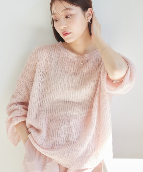 VANNIE U（ヴァニーユー）の「シャーベットオーバーニット（ニット/セーター・レディース・ピンク/イエロー/ブルー/アイボリー/ベージュ/グリーン・FREE）」の6枚目の写真