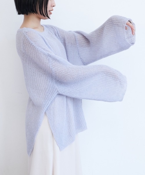 VANNIE U（ヴァニーユー）の「シャーベットオーバーニット（ニット/セーター・レディース・ピンク/イエロー/ブルー/アイボリー/ベージュ/グリーン・FREE）」の4枚目の写真