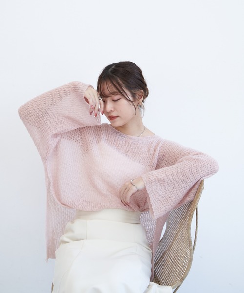 VANNIE U（ヴァニーユー）の「シャーベットオーバーニット（ニット/セーター・レディース・ピンク/イエロー/ブルー/アイボリー/ベージュ/グリーン・FREE）」の22枚目の写真